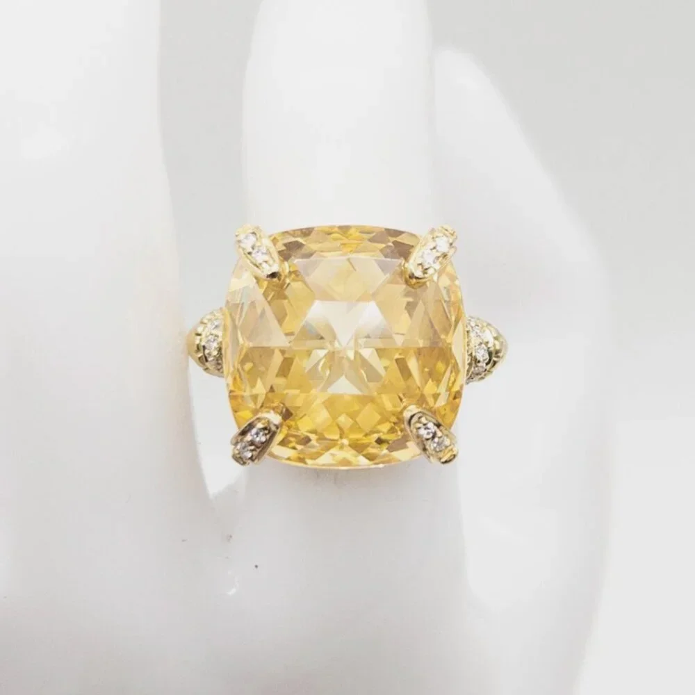20ct FANCY CUT Citrine Diamond 18k Yellow Gold Ring